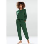 Dkaren bavlněná tepláková souprava mikina bez kapuce a tepláky WENEZJA zelená – Zboží Dáma