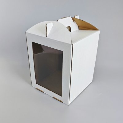 Cake star dortová krabice CINDY pevná bílá dvě okna 20x20x25cm – Zboží Dáma