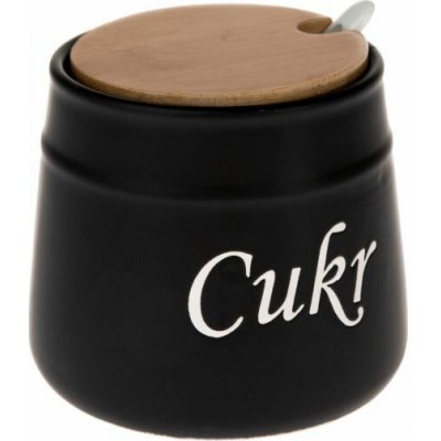 Cukřenka 0,40l, d10,5x10,5cm, CUKR, BLACK, keramika/bambus – Zboží Mobilmania
