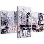 Obraz - Ulice v Paříži, olejomalba, třídílný 90x60 cm