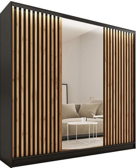 Nejlevnější nábytek Insular 3D 200 se zrcadlem černý mat/dub wotan