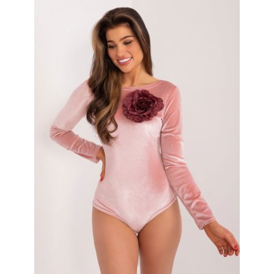 Basic velurové body s květinovou broží lk-bo-509557.83-light pink – Zboží Dáma