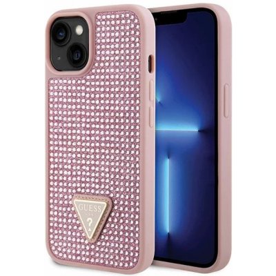 Pouzdro Guess iPhone 14 Plus Rhinestone Triangle růžové – Zboží Mobilmania