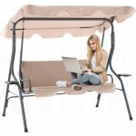 Pro-Tech shop KRE0735 Zahradní houpačka - tmavobéžová, bez polštářů a s držáky na nápoje 62251 – Hledejceny.cz
