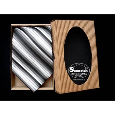Soonrich kravata pruhovaná černošedá kor072 – Hledejceny.cz