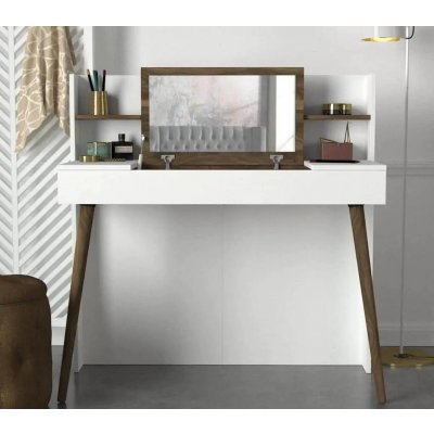 Casarredo Toaletní stolek s panelem a zrcadlem Camus bílá/ořech – Zboží Dáma