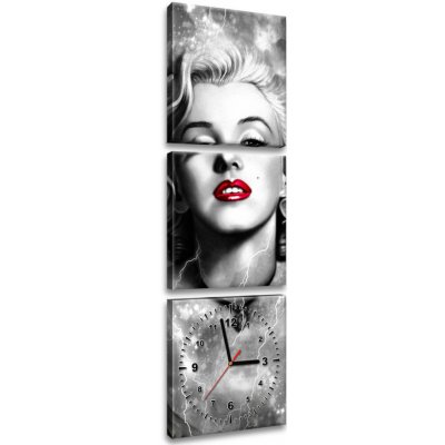 Gario Obraz s hodinami Elektrizující Marilyn Monroe - 3 dílný Rozměry: 30 x 90 cm – Zbozi.Blesk.cz