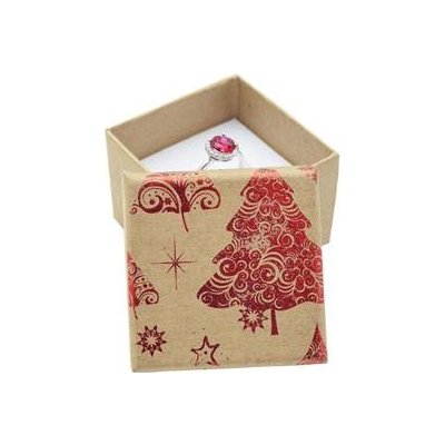 Šperky4U Vánoční dárková krabička na prsten/náušnice - červený motiv KR0367-R – Zboží Dáma