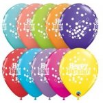 Qualatex Balónek 11" potisk Happy birthday konfety v