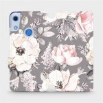 Pouzdro Mobiwear Flipové Huawei Y6S / Honor 8A - MX06S Květy na šedém pozadí – Zboží Mobilmania