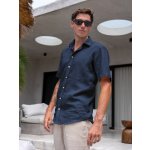 TallGuys pánská prodloužená lněná košile límeček regular navy – Hledejceny.cz