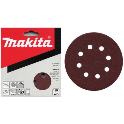 MAKITA P-43549 brusný papír 10ks, zrnitost 60, O 125 mm, 10 brusných kotoučů, na dřevo a kov, K60