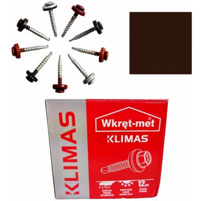 Samořezný střešní farmářský šroub KLIMAS 4,8 x 35 TX RAL 8019 Šedohnědý s podložkou EPDM (250 ks/bal) – HobbyKompas.cz