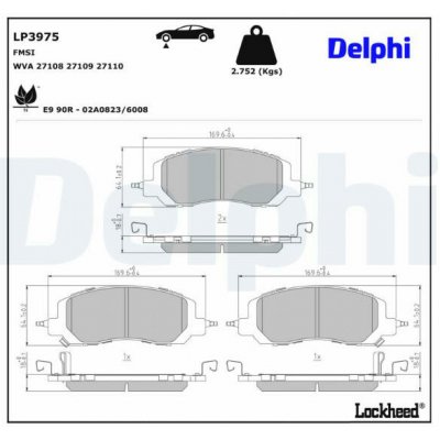 Sada brzdových destiček, kotoučová brzda DELPHI LP3975 | Zboží Auto