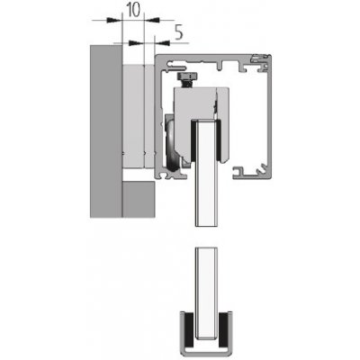 Südmetall Graz pro posuvné dveře na zeď 2000 mm, 5 mm