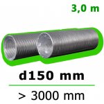 Mikawi Flextube Flexibilní hliníkové potrubí 150 mm x 3000 mm 59-0063 – Sleviste.cz