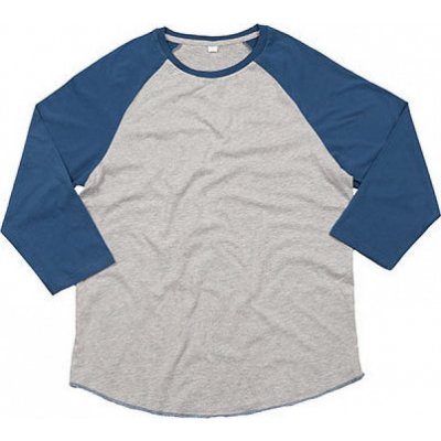 Mantis baseballové tričko Superstar s kontrastními 3/4 rukávy šedý melír modrá námořní P88