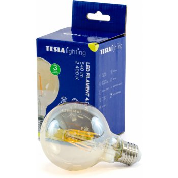 Tesla LED žárovka GLOBE G80 VINTAGE, E27, 5W, 230V, 540lm, 2400K, 360st, zlatá