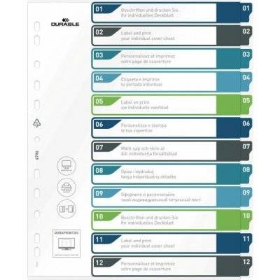 Plastové rozlišovače Durable A4+, 1-12 – Hledejceny.cz