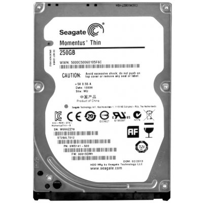 Seagate Momentus Thin 250GB, 2.5'', 5400RPM, SATA/300, ST250LT012