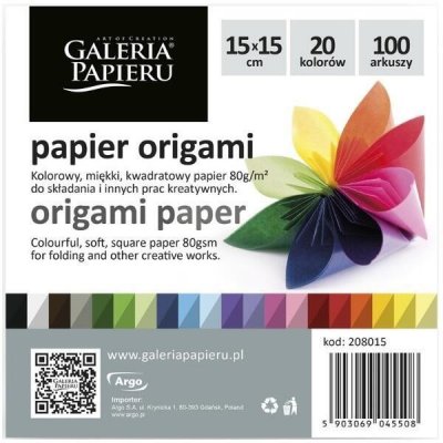 Origami barevný papír 15x15 cm 20 barev 100 ks