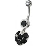 Šperky4U stříbrný piercing do pupíku černé zirkony BP01057-K – Zboží Dáma