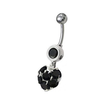 Šperky4U stříbrný piercing do pupíku černé zirkony BP01057-K – Zboží Dáma