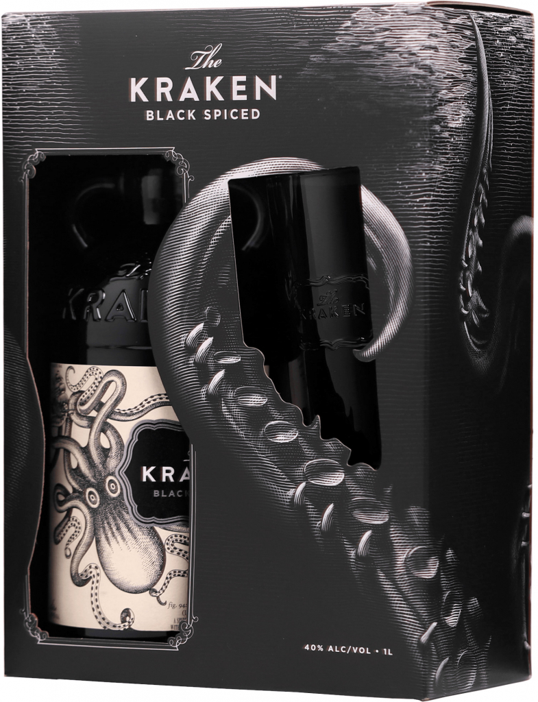 Kraken Black Spiced Rum 40% 1 l (darčekové balenie 1 pohár)