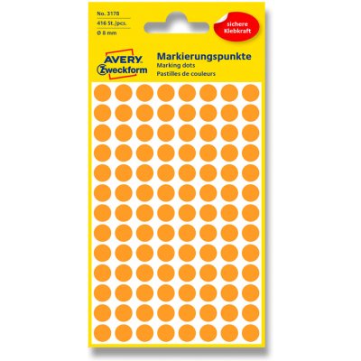 Avery Zweckform 3178 Ø 8 mm, 416 ks, neonově oranžová – Sleviste.cz