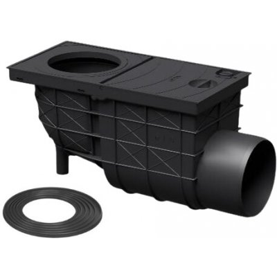 Likov Geiger s boční výpustí lapač splavenin 100 mm černý – Zboží Mobilmania