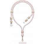 Dudao L20MAX 4v1 kabel / šňůrka na krk USB-A / USB-C / Lightning PD QC 65W 1,5m - růžový – Sleviste.cz