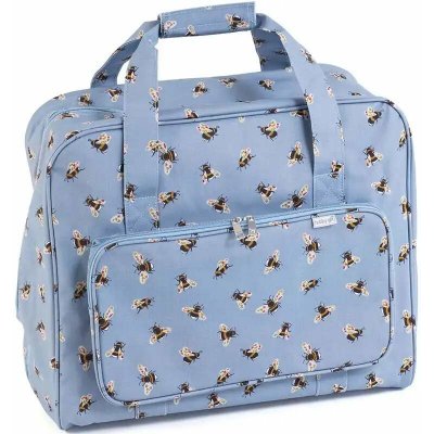 Omyvatelná taška na pletení a háčkování - Včely - modrá