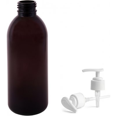 Tera Plastová lahvička hnědá s bílou pumpičkou 300 ml – Zboží Dáma