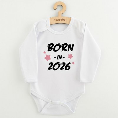 New Baby Dětské body s potiskem BORN IN 2026 pink – Zboží Dáma
