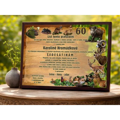 Cedulky sport hobby Dárek pro myslivce_ženu_60 30x23 SK text – Hledejceny.cz