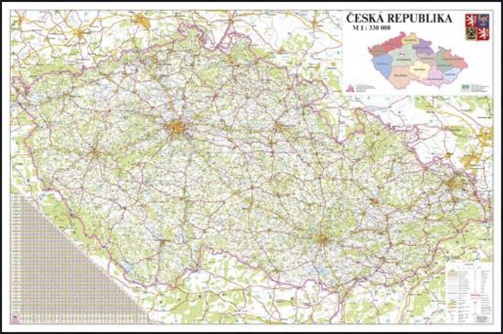Silniční nástěnná mapa ČR PF330 158 x 106 cm - hliníkový rám - černý |  Srovnanicen.cz