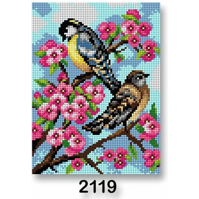 Stoklasa Vyšívací předloha obrázek na vyšívání 70246 2119 ptáci 1 růžovo-modrá 18x24cm – Zboží Dáma