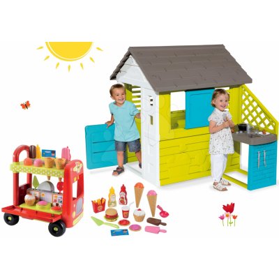 Smoby set domeček Pretty Blue a Écoiffier vozík Délices a košík 810703-12 – Zboží Dáma