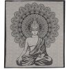 Přehoz Sanu Babu přehoz na postel s tiskem Buddha hnědo-béžový podklad černý tisk 210 x 202 cm