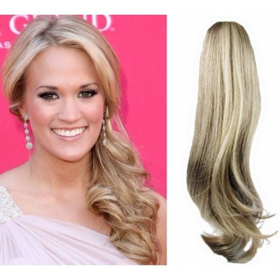 Clip in příčesek culík / cop 100% japonský kanekalon 60cm vlnitý platina / světle hnědá – Sleviste.cz