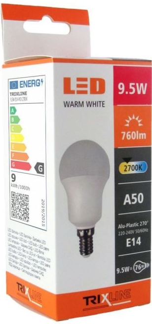 Trixline žárovka LED 9,5W/230V E14 A50 teplá bílá