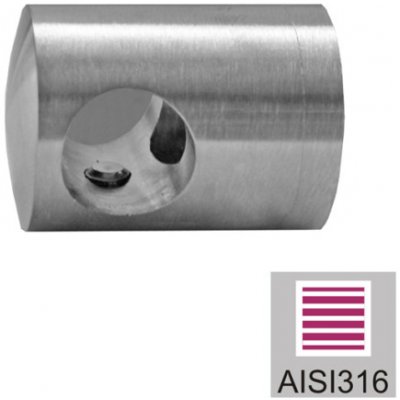 Hahn Pravý koncový úchyt pro tyč O12,0 mm / pro profil (plochý povrch), nerezová ocel AISI 316 - brus