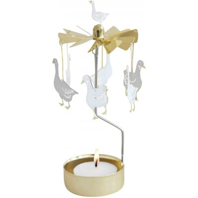 Pluto Design Rotující svícen Garden Geese, zlatá barva, kov – Sleviste.cz