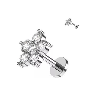 Šperky4U Labreta piercing do brady kytička LB043 – Zboží Dáma