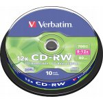 Verbatim CD-RW 700MB 12x, SERL, spindle, 10ks (43480) – Zboží Živě