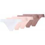 esmara Dámské kalhotky s krajkou Tanga 5 kusů tmavě růžová světle růžová bílá – Zboží Dáma