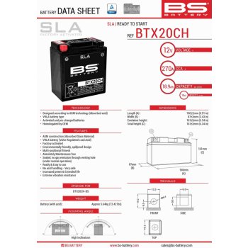 Batterie BTX20CH SLA - BS BATTERY