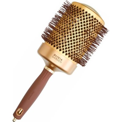 Olivia Garden Expert Blowout Shine Gold a Brown kulatý foukací kartáč na vlasy 80 mm – Sleviste.cz