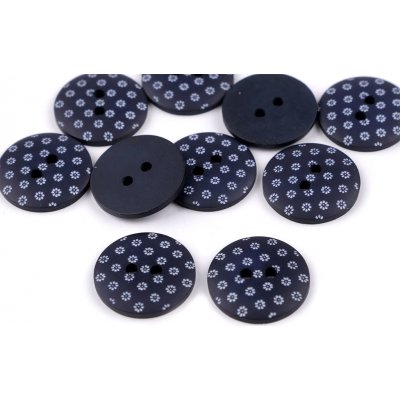 Knoflík dřevěný, modrotisk, 18 mm, květy – Zboží Dáma