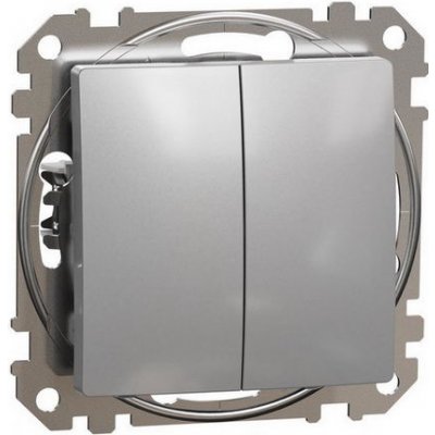 Schneider SDD113118 Tlačítko dvojité 1/0+1/0, aluminium – Hledejceny.cz